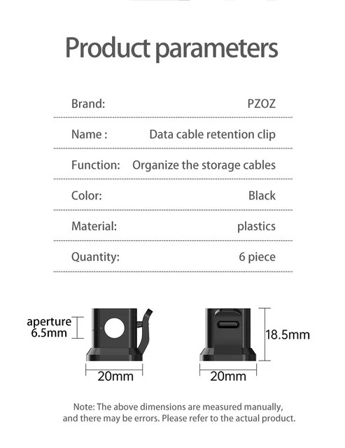 PZOZ 6 Stück Kabelhalter Kabelclips，für Netzkabel, Cable