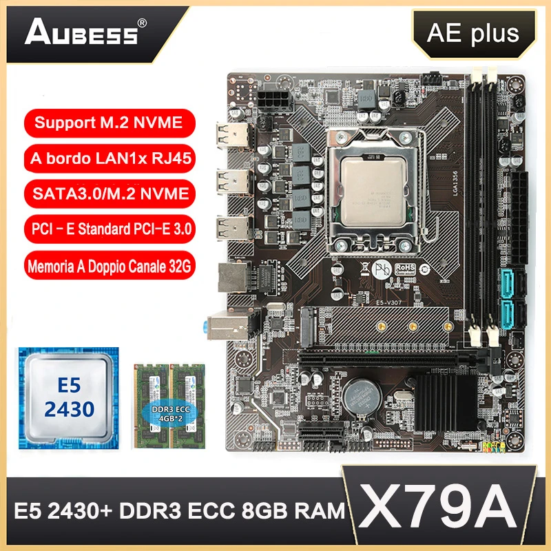 Aubess X79a Motherboard Set Support Dual Channel 8gb Ddr3 Nvme M.2 Max
