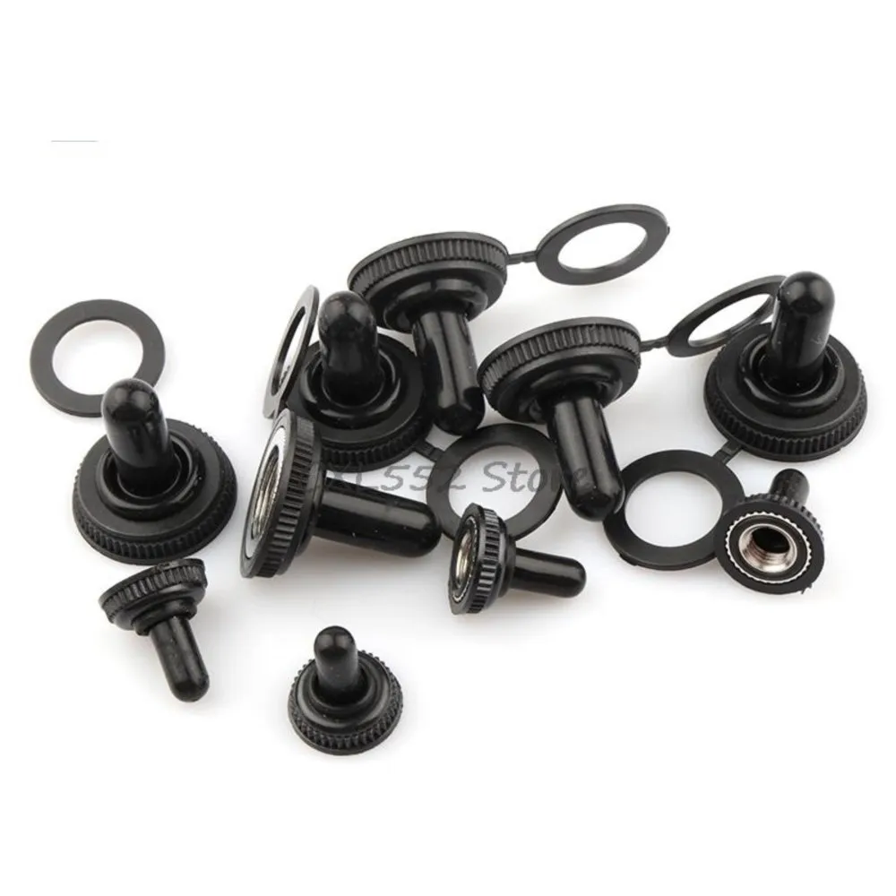 10Pcs 6/12Mm Shaft Hole Mini Mts Toggle Switch Water Dust Proof Cap Rubber Boot Cover Wpc-05 Black M12X0.75Mm M6X0.75 Threaded