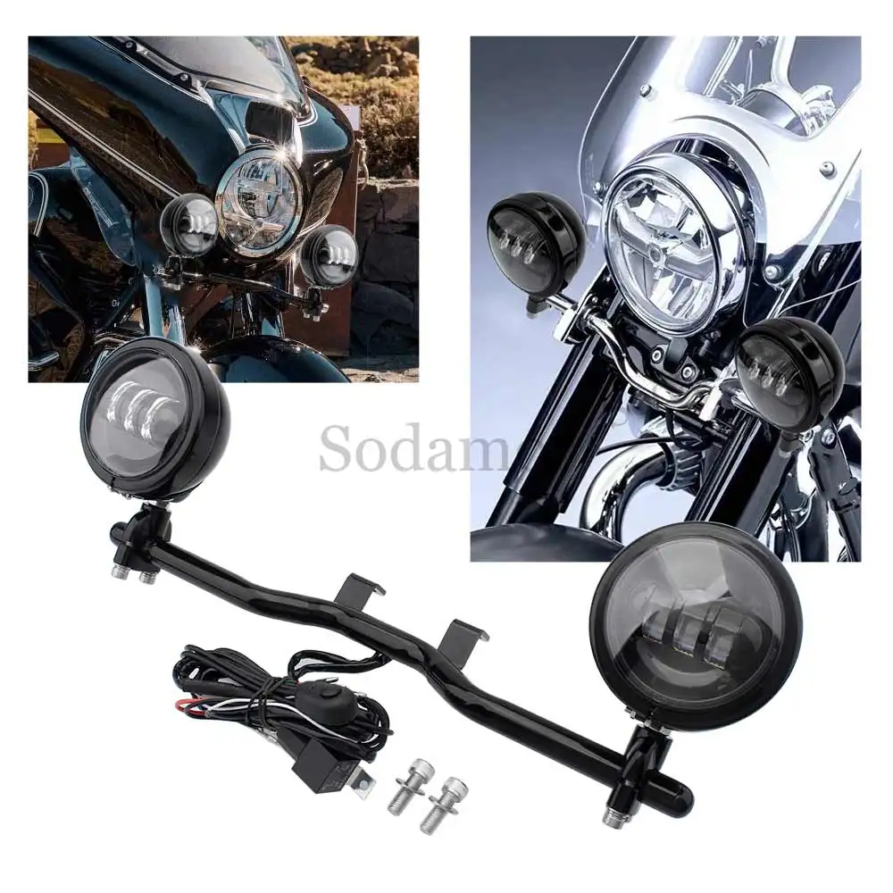 Motorcycle Part Fog Lights Bracket Kit LED Auxillary Headlight With ...