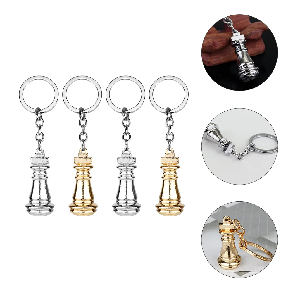 

4 Pcs Charm Keychain Hanging Decoration Chess Holder Fob Keyrings Birthday Gift for Backpack Alloy