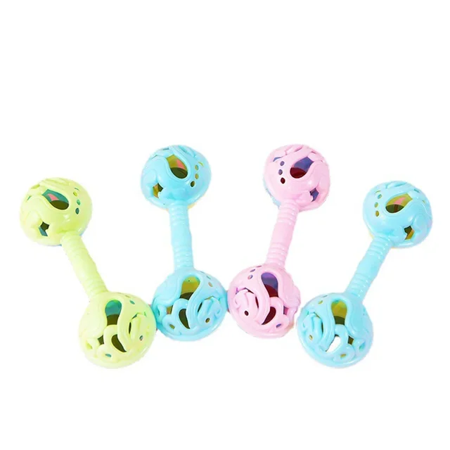Hochet à main à Double tête, 3 pièces, jouets de fête pour enfants pour apaiser le bébé, petit jouet, jouet pour réception-cadeau pour bébé, cloche à main, cadeau 5