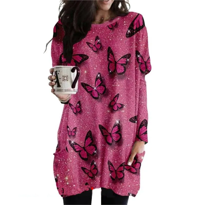 

2023 Autumn New 3D Tie Dyed Flower Pattern Printing Y2k Women's Round Neck Pullover Women's Elegant Loose Versatile Clothing