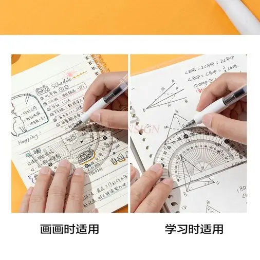 1개 학생용 투명 플라스틱 각도기, 두꺼운 눈금, 투명 반원자, 180도 그리기용 각도자