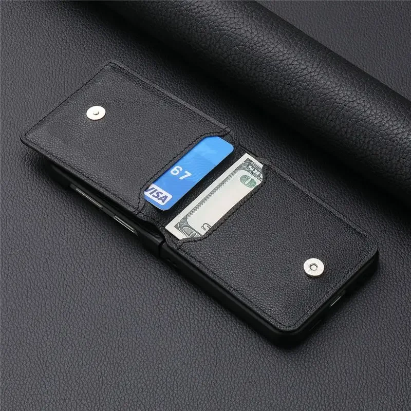 Magnetic Leather Wallet Case with Card Slot and Kickstand
