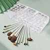 1Pcs Clear Acrylic Triple Grid Makeup Brush Holder Desk Cosmetic Organiser Lipstick Storage Box Bathroom Display Stand Diamond 4