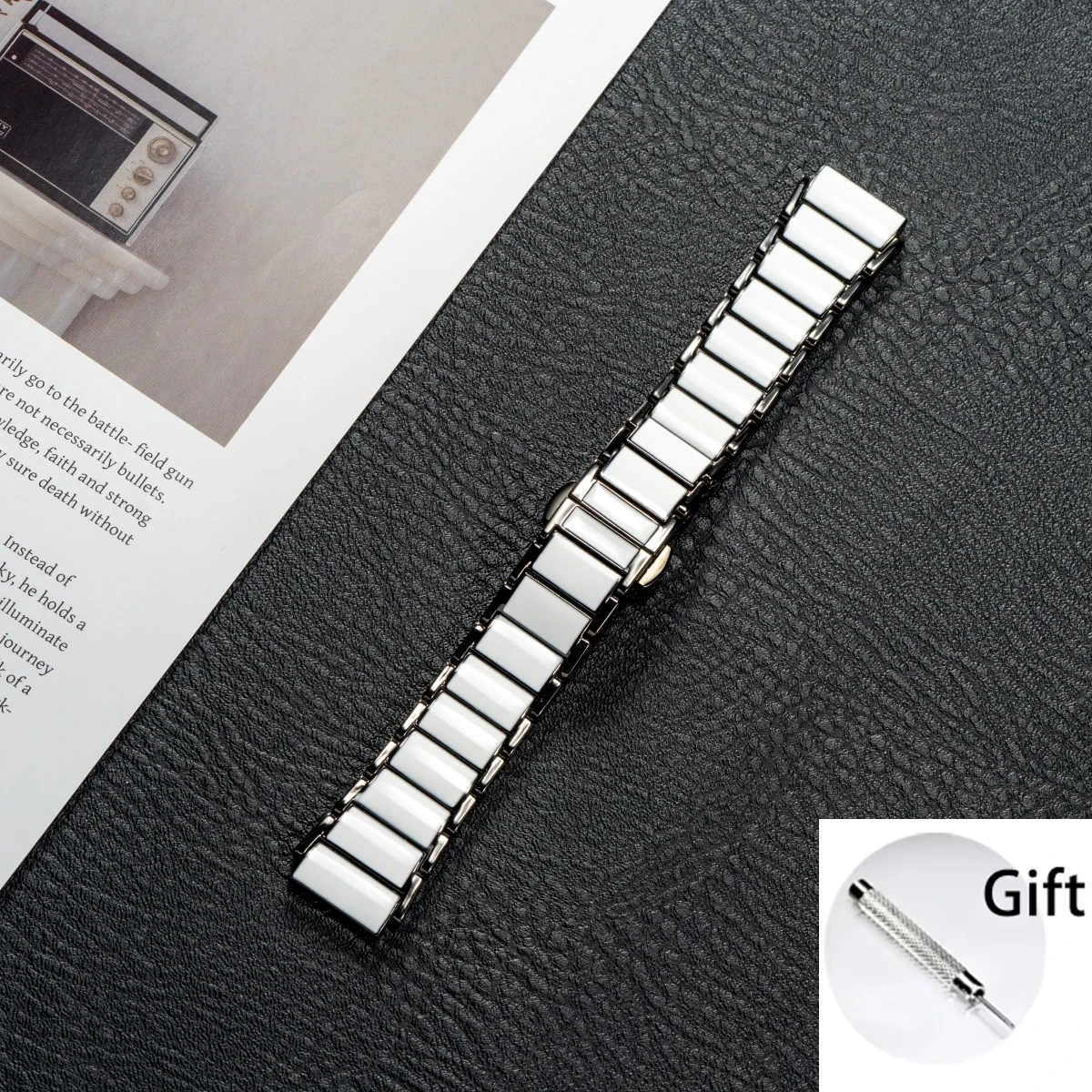 Premium 18mm Ceramic Watch Strap with Durable Metal Butterfly Buckle