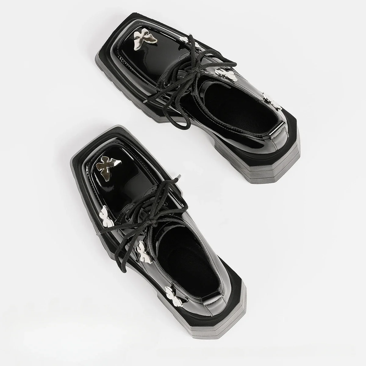 

2023 New Bow British Style Lolita Gothic Shoes New Square Toe Lace Up Mary Jane Shoes High Heels Thick Sole High Heels