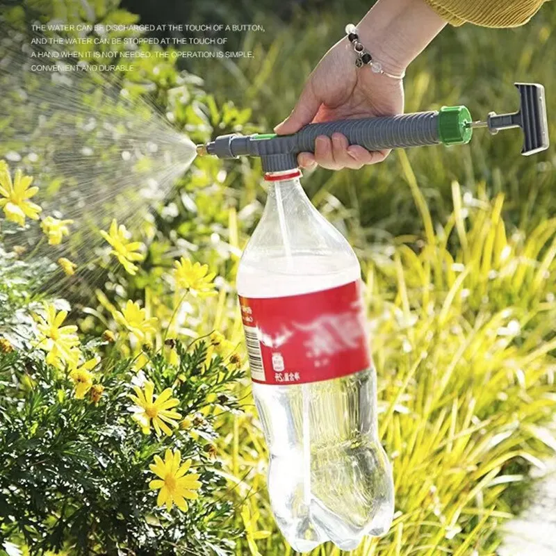 Water Bottle Sprayer Manual Watering Device Pump Irrigation Air Nozzle  Pressure Spray Gardening New