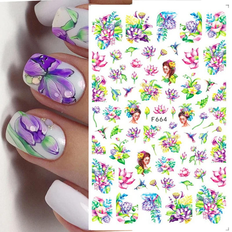 Maple Leaf Flower Gel Nail Sticker Rendering Nail Decals Sliders For Nails Black And White Butterfly Press On Nails Nail Supplie