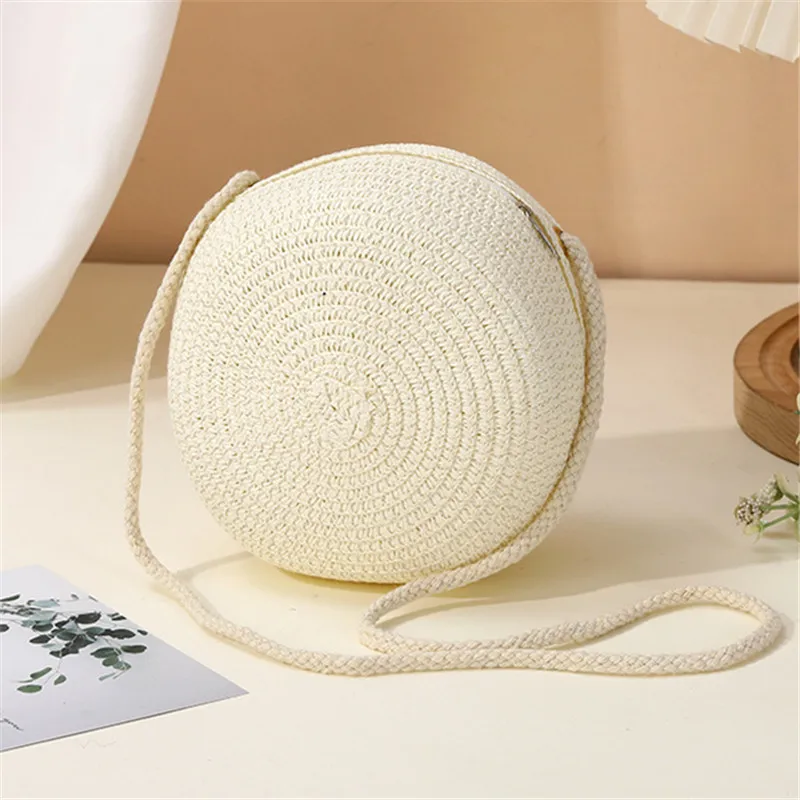 Woven Straw Handwoven Women’s Shoulder Bag, Fashion Solid Color Crossbody Purse with Lock Closure