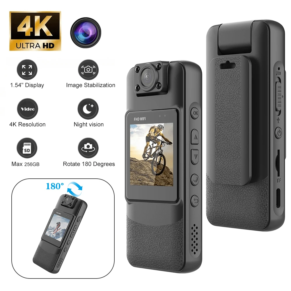 Mini Caméra Espion 4K WiFi avec Batterie 1000mAh et Vision Nocturne tenue dans la main, montrant sa petite taille.