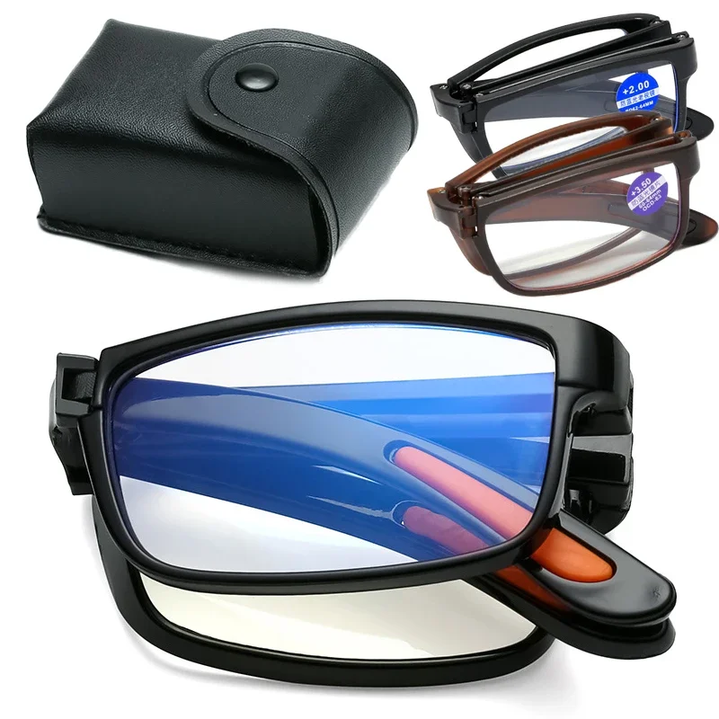 Folding Reading Glasses With Box Women Men Antiblue Light Portable