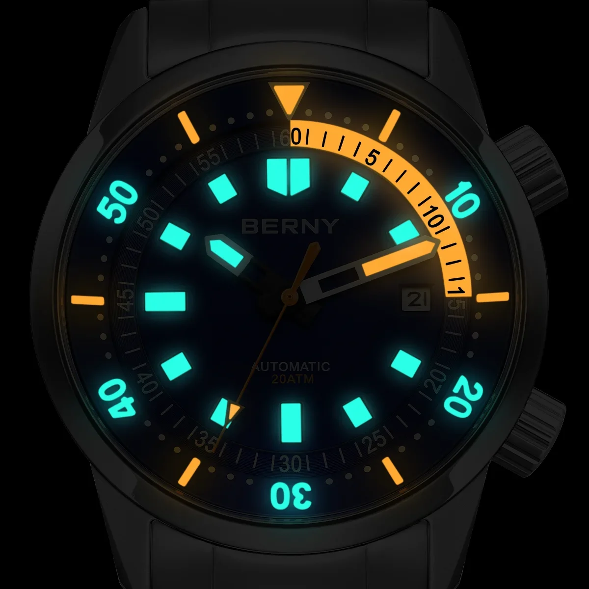 BERNY Diver Watches for Men 20AMT Super Luminous Automatic