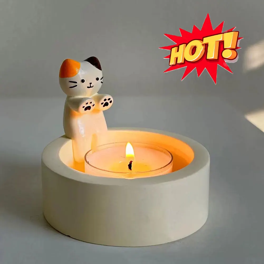 KittenCandleHolderCuteScentedCandleHolderResinKitten
