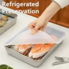 Food Storage Trays Rectangle Preservation Box with Plastic Cover Stainless Steel Multi-Function Rustproof Barbecue Food Storager 4