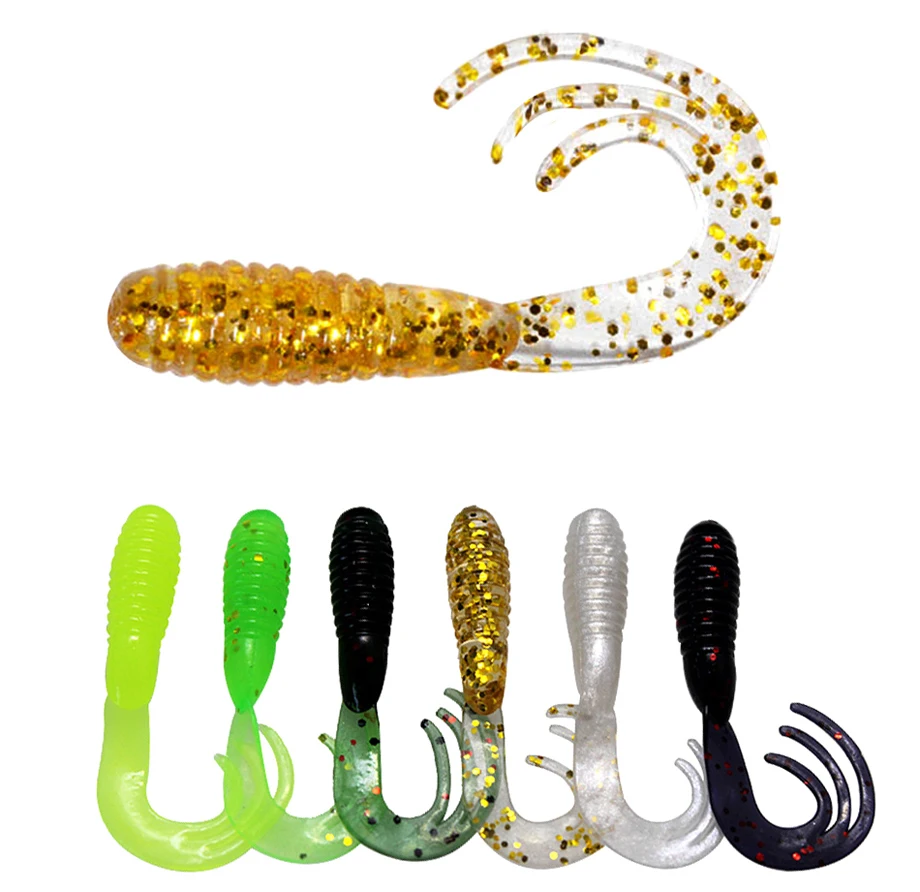 20 stücke Angeln Lockt 40mm/50mm/65mm 0,7g/1,6g/2,8g Wobbler karpfen Angeln Weichen Köder Swimbait Schwanz Grub Lockt Silikon Künstliche – Detail 1