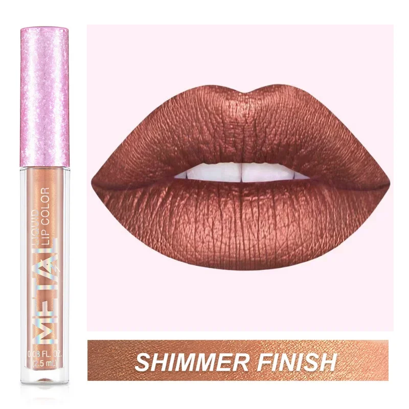 Glitter Metallic Lip Gloss Waterproof Matte Shiny Liquid Lipstick Shimmer Lip Tint Lasting Non-stick Cup Lips Makeup Cosmetics