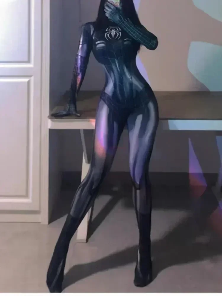 

Костюм для косплея для паука, Женский костюм супергероя, Черный кот, плотный комбинезон с 3d принтом, игрушки, Рождественский подарок