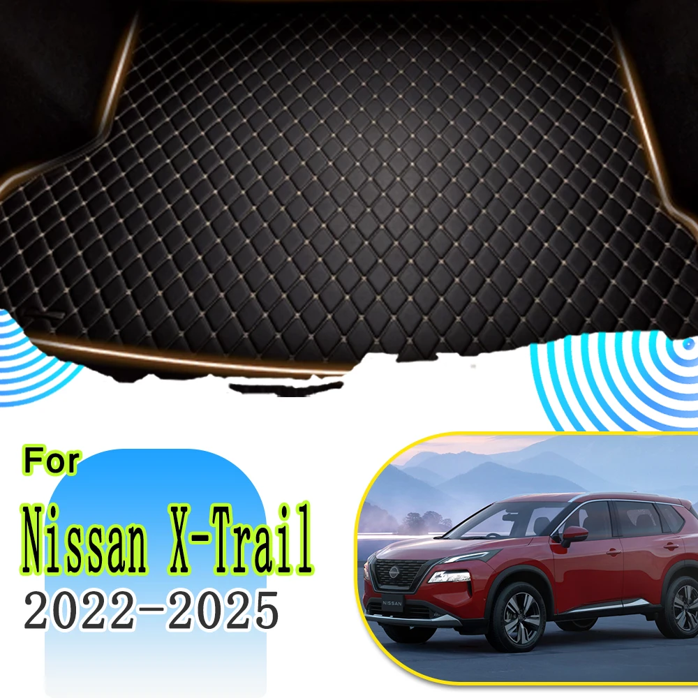 

Car Rear Trunk Mat For Nissan X-Trail Rogue T33 2022~2025 5seat Non-hybrid Version Leather Tray Carpet Mud Cargo Car Accessories