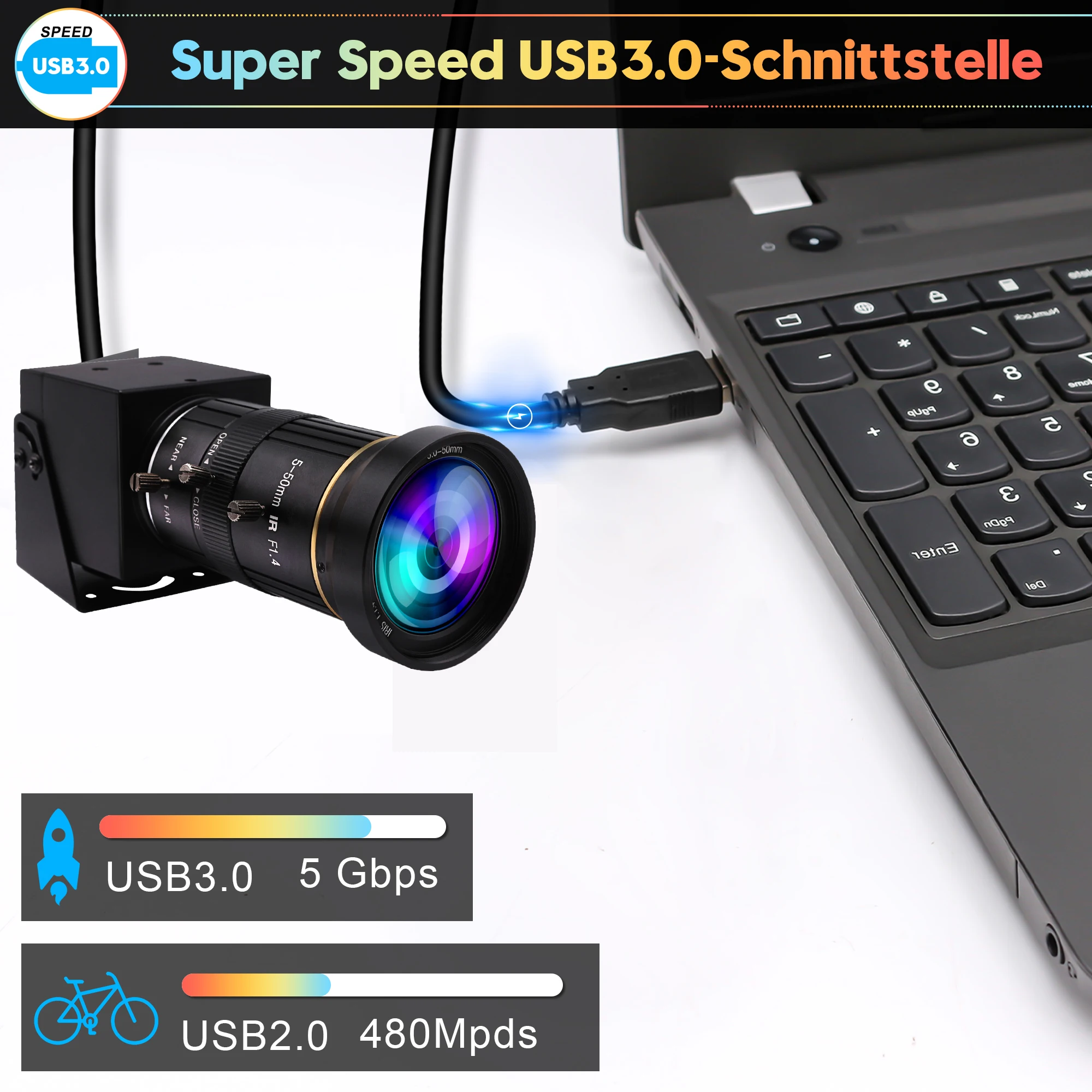 ELP HDMI USB3.0 Webcam 4K 60FPS High Speed Mini Camera IMX415 Varifocal Lens Manual Zoom HD Video Capture Camera For Fast Moving