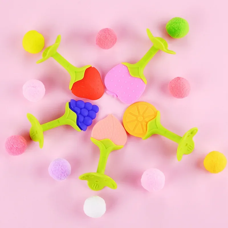 Three dimensional gutta percha silicone infant gutta percha fruit shaped biting neonatal two color molar stick Feeding Teether