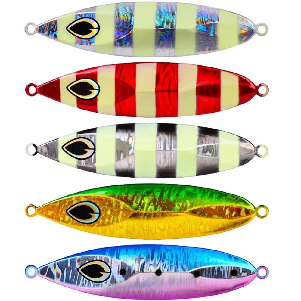 

5 Pcs/Set 80g 100g 120g Seawater Jigging Fishing Lure Metal Jig Spoon Pesca Shore Slow Japan Lures Fish Bass Bait Saltwater