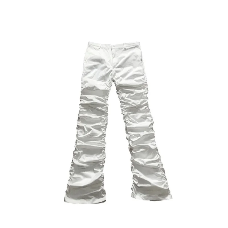 New Men Women Clothing Niche Original Pleated Stacked Micro Flare Pants Lovers Trousers Plus Size Costumes 27-46