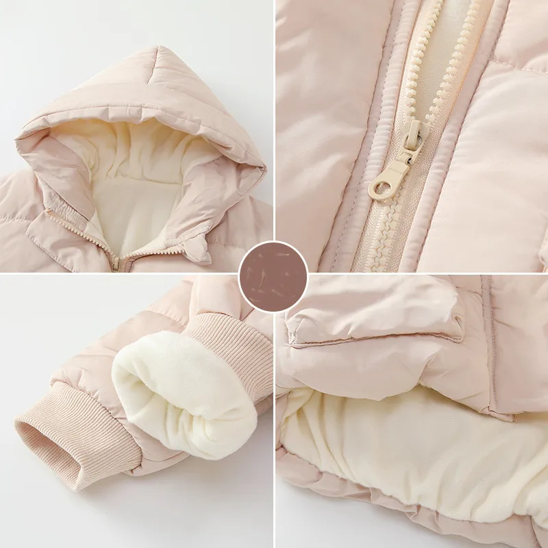 Newborn Girls Clothes Hooded Coats Winter Warm Kid Jacket Solid Cute New Fashion Children Outwears Pink Sweet Soft Clothing
