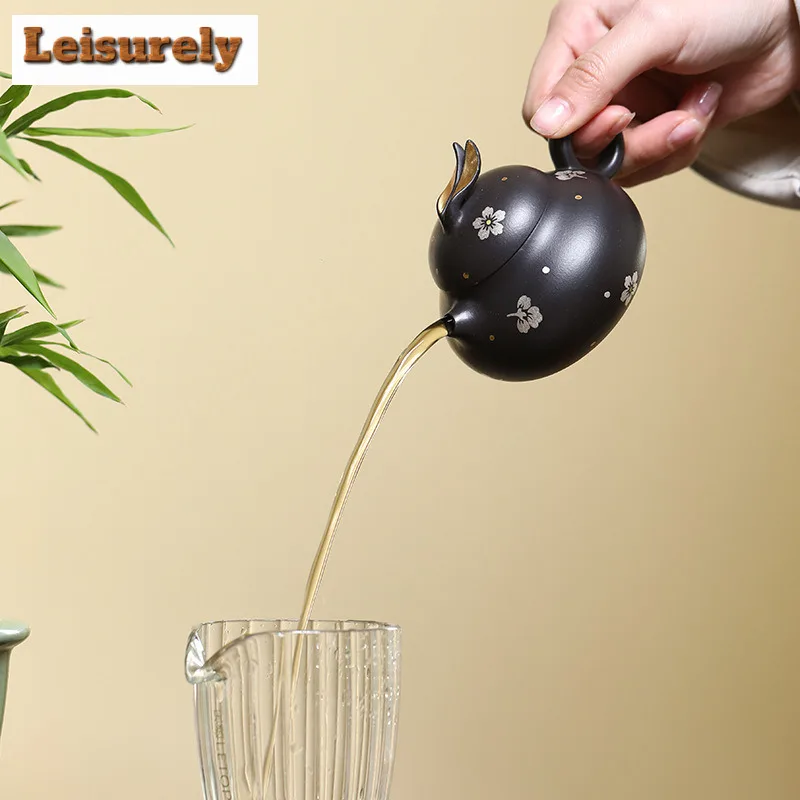 140ml High-end Yixing Purple Clay Teapots Handmade Rabbit Pot Raw Ore Black Mud Kettle Chinese Zisha Tea Set Tea Services Gift