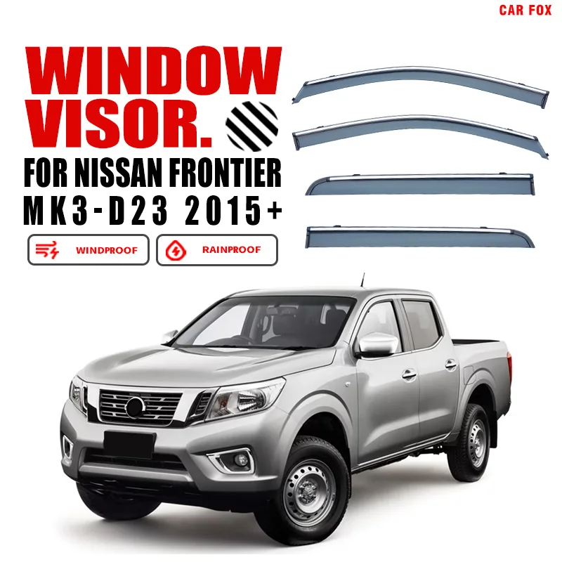 

For NISSAN Frontier D22 D23 1998-2023 Plastic Window Visor Vent Shades Sun Rain Deflector Guard For NISSAN Frontier D22 D23 1998