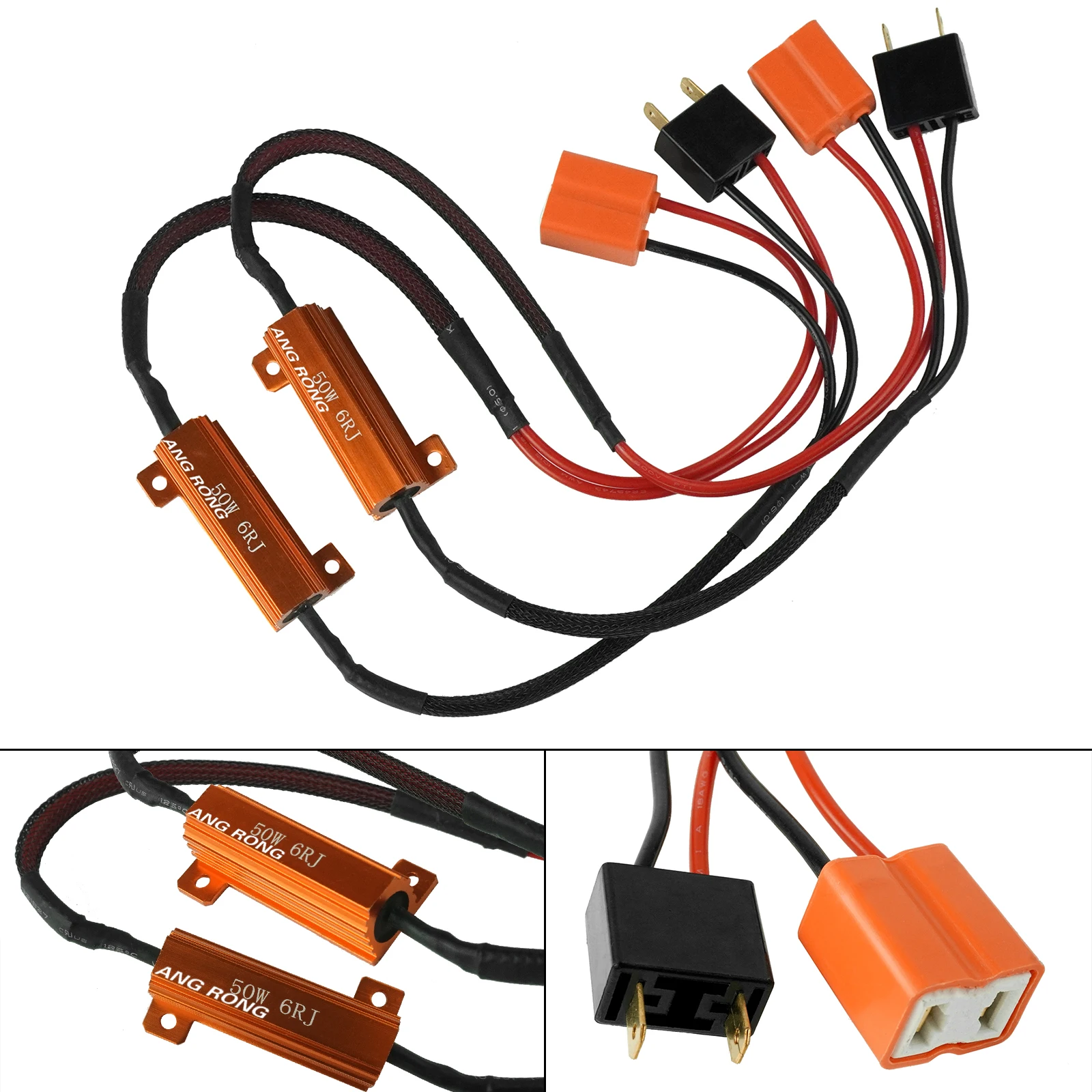 LED Load Resistors ANGRONG 2X H7 50W 6 ohm Stop Car Light Flicker Cancel Error Message