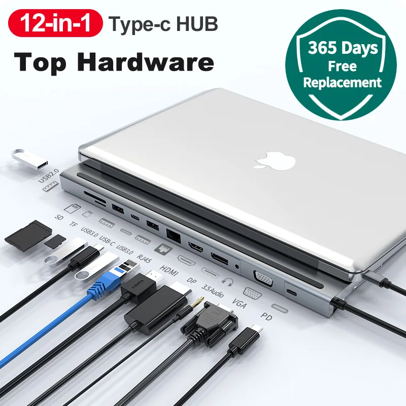 Usb C Hub 4K Adattatore Hdmi Usb C A Rj45 Usb 3.0 Pd 100W Dock Per Macbook Pro Air M2 M1 Usb-C Tipo C 3.1 Splitter Usb C Hub