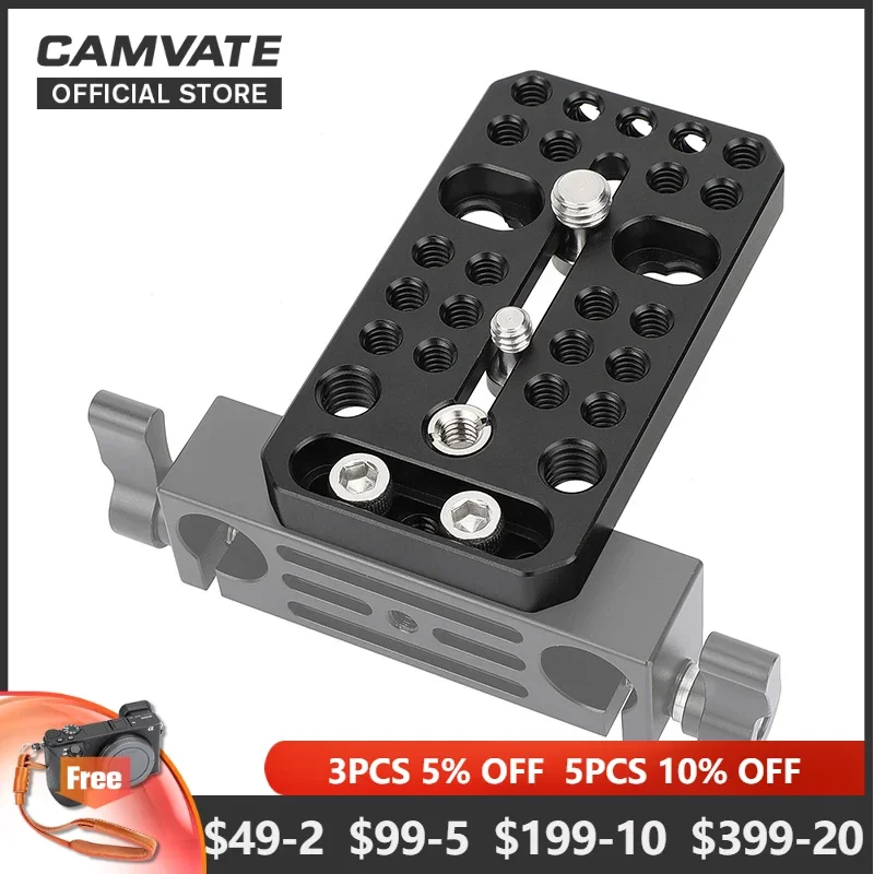 

CAMVATE Multipurpose Cheese Plate Camera Baseplate with 1/4"-20 & 3/8"-16 Threads for Camera Rig Photography Video Accessories