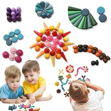 

162pcs Wooden Rainbow Constructor Set Children Stacking Toys Balance Building Block for Kids Montessori Children Toddler Waldorf