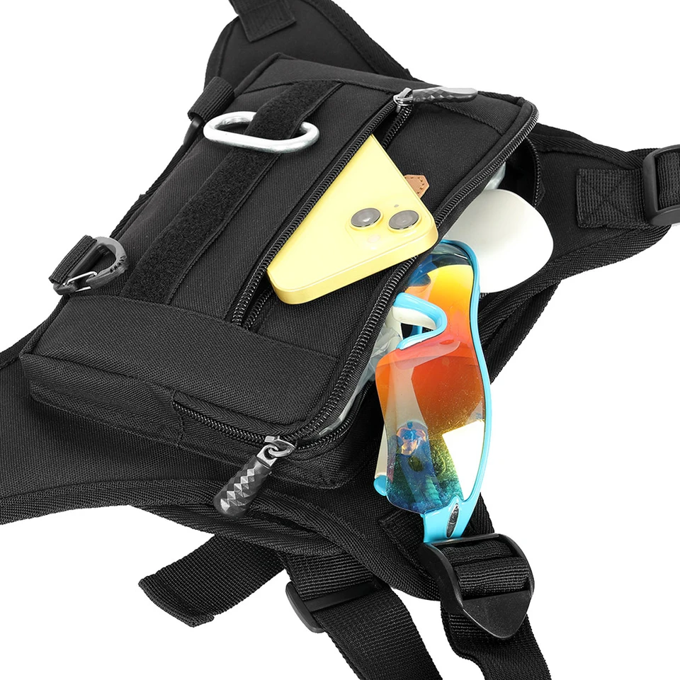 Borsa Da Petto Sportiva Leggera – In Tessuto Oxford, Nera O Kaki, 39x25x3 Cm, Con Cinturini Regolabili E Rete Traspirante, Per Running E Ciclismo