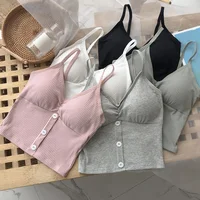 Femmes tricoté débardeur sangle gilet femme tricot haut court poitrine enveloppement pur sous-vêtements en coton Camisoles 2