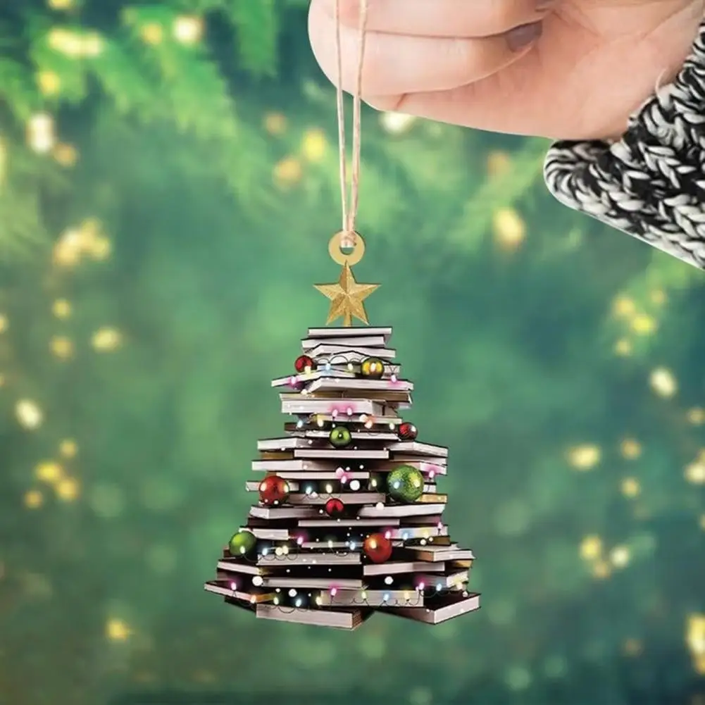 Reading Vintage Book Christmas Ornament Colorful Stacked Book Hanging Ornament Christmas Tree Decorative Props Party Home Decor
