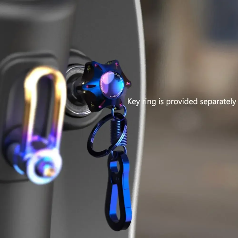 New Motorcycle Key Head Modified Key Cover CNC Burnt Titanium Key Head Gear Hexagonal Titanium Burnt Key Head Accessories