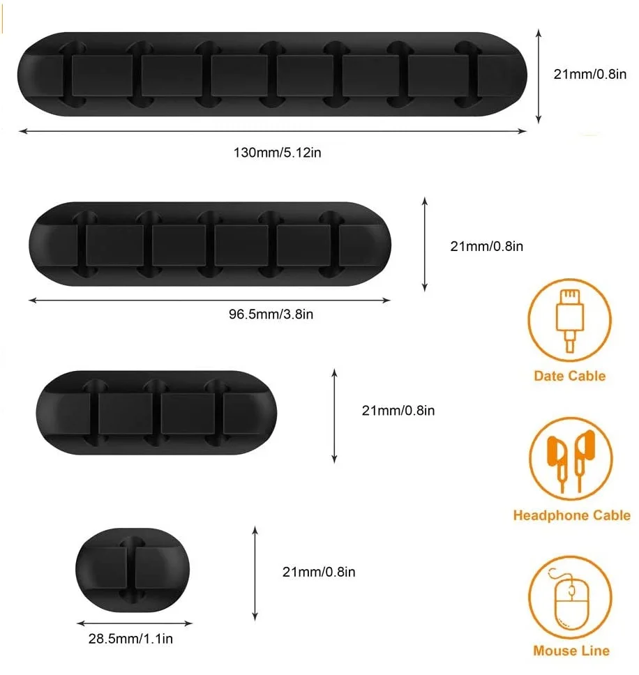 Cable Organizer Silicone USB Cable Winder Management Clips Self Adhesive for Mouse Keyboard Headset For iPhone Huawei