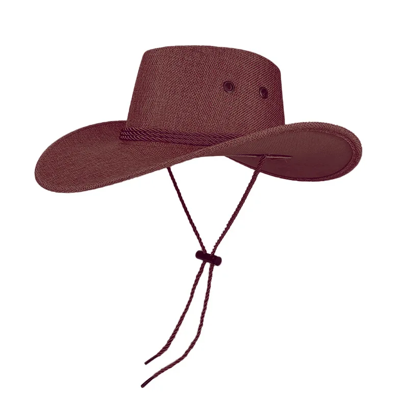 Western Cowboy Hat for Men Summer Wide Brim Sunscreen Denim Sun Cap Outdoor Travel Hiking Fishing Anti-UV Visor Travel Hats