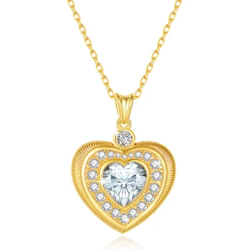 Szjinao 100% Real 18K Gold Heart Necklace 9mm 3ct Moissanite Pendant K Gold Luxury Wedding Jewelry With Certificate Wholesale