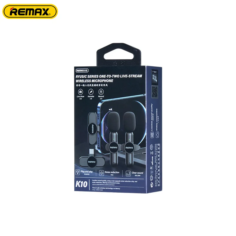 Remax K10 Clip 1 to 2 Live-Stream Wireless Microphone Vocie Recording Bluetooth 5.3 True Noise Reduction images - 6