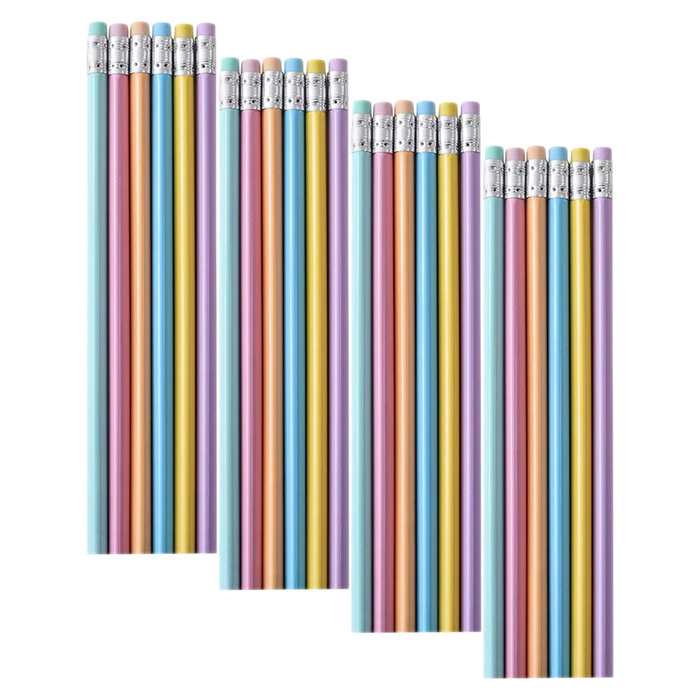 

24 Pcs Pencil Small Pencils Sturdy Color Wood Drawing Lead Portable Wooden Eraser Toppers Posture Convenient