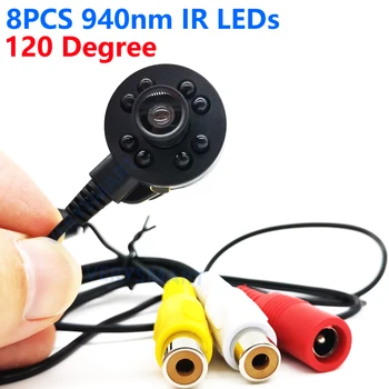 Micro Mini Analog Camera with 8PCS 940nm IR LEDs 120 Degree Wide Angle Lens Night Vision indoor CCTV Video Audio Camera 1