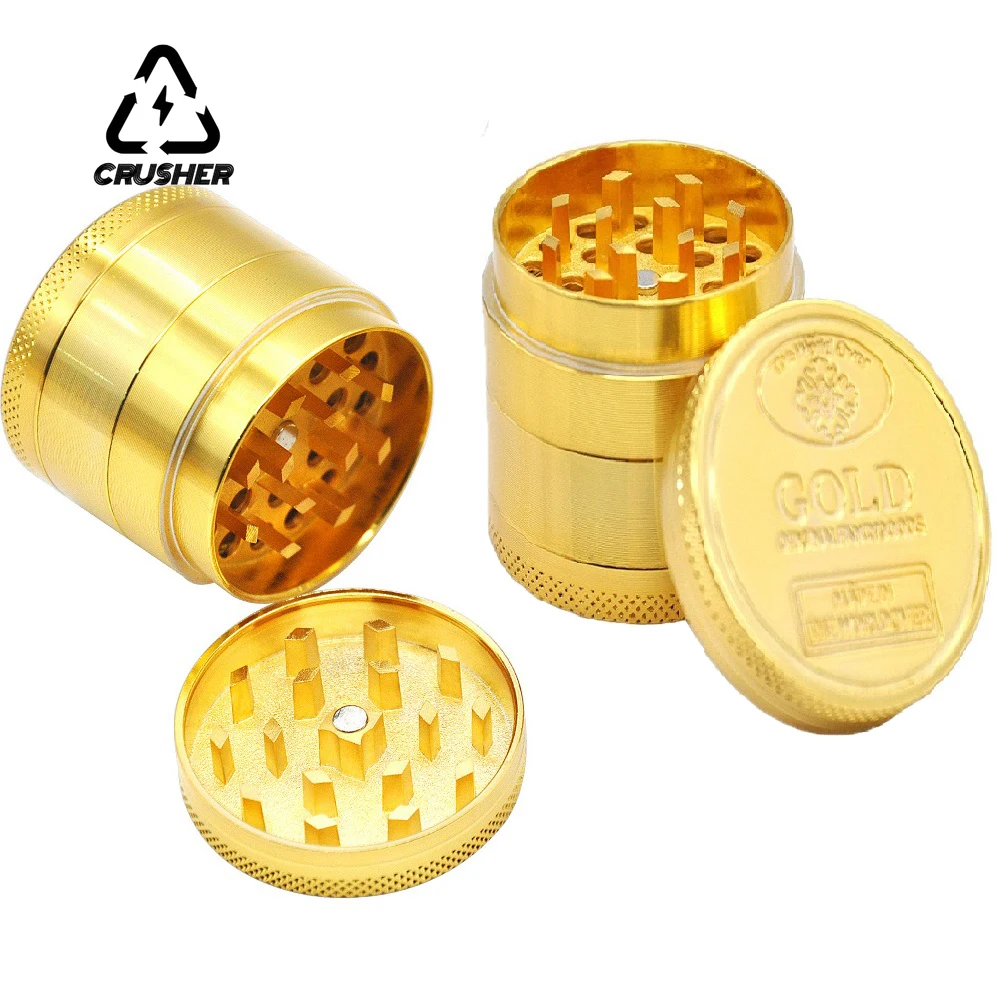 40/50/63mm 4-Layer Zinc Alloy Herbal Herb Grinders Smoking Metal Tobacco Cutting Pipe Accessories Tobacco Pipes Herb Mills