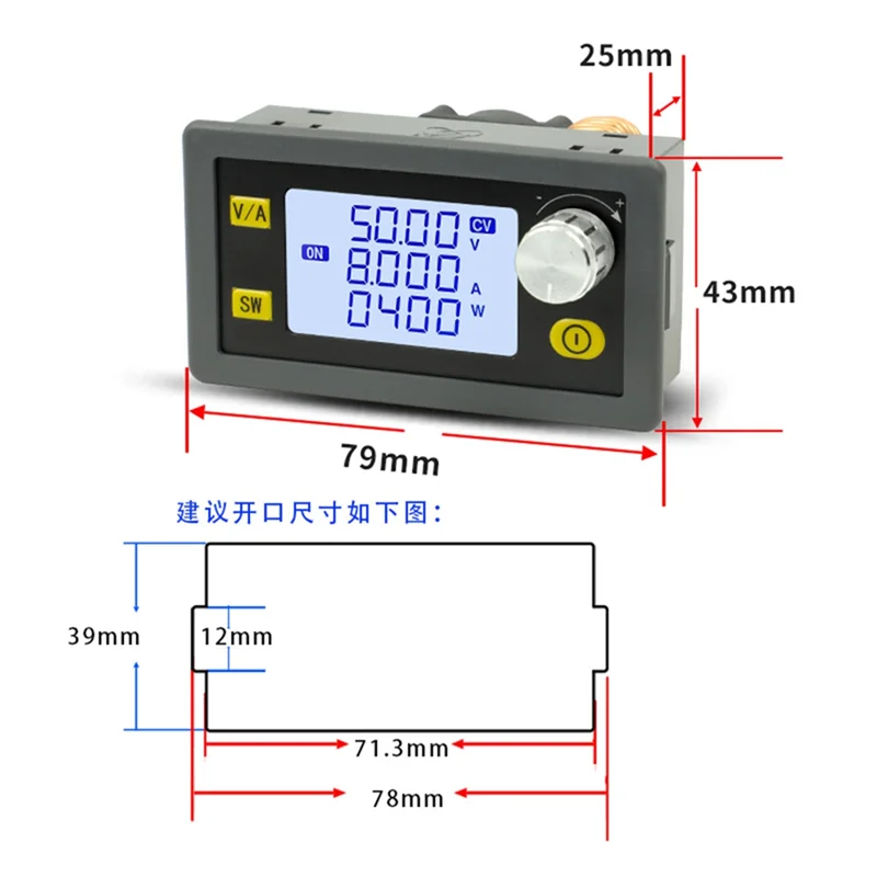 DC 50V 8A 400W CNC Adjustable Constant Voltage Regulator CV CC Step-Down Power Supply Module XY5008EN01R
