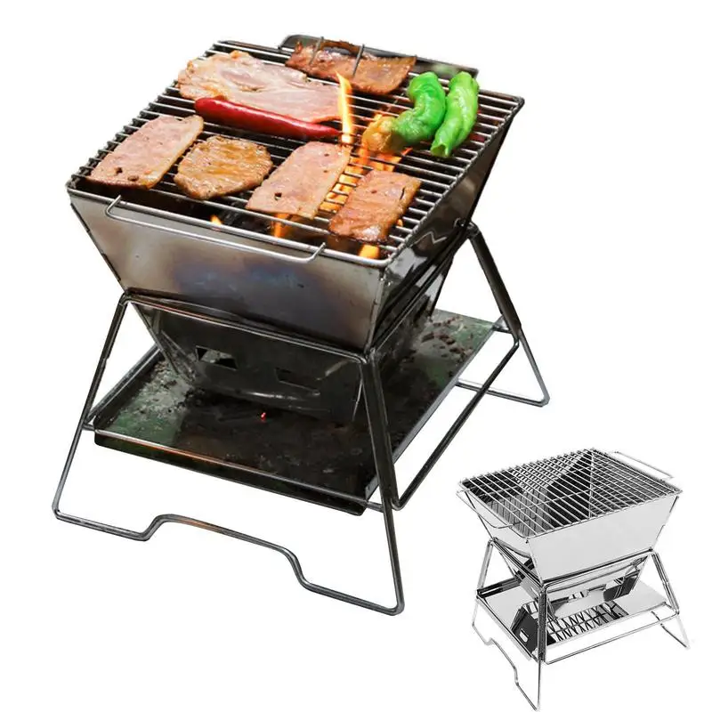 

Camp Stove Wood Stainless Steel BBQ Picnic Camp Stove Wood Burning Stove Practical And Stable BBQ Grill Wood Burner For Barbecue