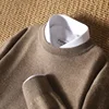 DjzDsm 100% Pure Wool Men's O-Neck Pullover Solid Large Size Loose Casual Sweater Spring and Autumn Can Be Outdoor 2