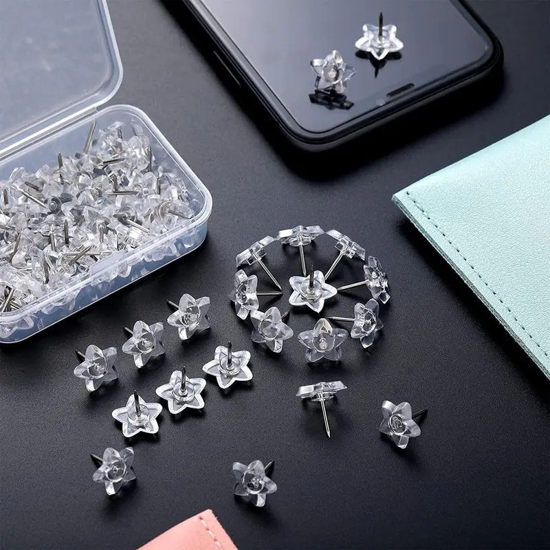 

50/100pcs Pentagram Shape Plastic Cork Board Safety Colored Push Pins Thumbtack Office School Accessories Supplies